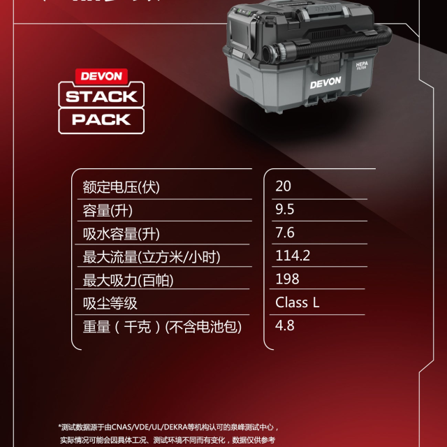 大有DEVON 20V充電式工業用(乾/濕式)吸塵器