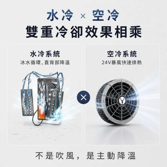 ICEMAN HYBRID-PRO II 旗艦空冷服｜水冷風冷雙效降溫背心｜水冷脖套組