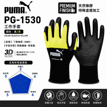 PUMA PG-1530 NitoBreath丁腈作業手套｜蜂巢透氣、3D立體手型、L～XL