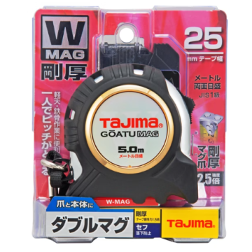 Tajima GOATU MAG 5M 鋼捲尺｜25mm寬磁吸捲尺｜日本製剛厚尺｜雙面刻度耐衝擊