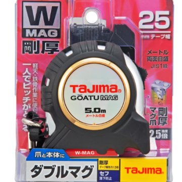 Tajima GOATU MAG 5M 鋼捲尺｜25mm寬磁吸捲尺｜日本製剛厚尺｜雙面刻度耐衝擊