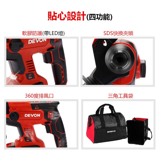 Devon 5401-Li-20RH 四用無碳刷鎚鑽|電鑽界的現場狠角色 Devon 5401-Li-20RH 四用無碳刷鎚鑽|電鑽界的現場狠角色