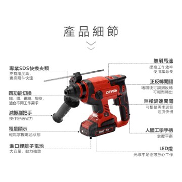 Devon 5401-Li-20RH 四用無碳刷鎚鑽｜電鑽界的現場狠角色