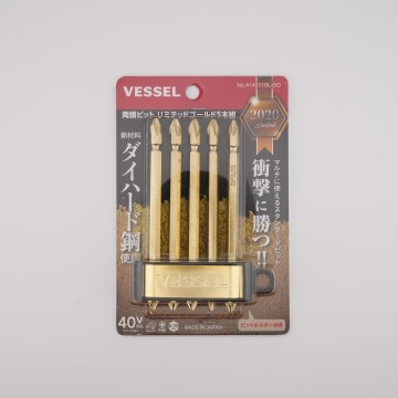 VESSEL 金色雙頭起子頭 5支組｜PH2十字起子｜限量款 Made in Japan｜40V衝擊機適用