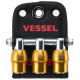 VESSEL QB-10B3Y 黃色三連快拆起子頭／套筒收納座｜6.35mm六角軸