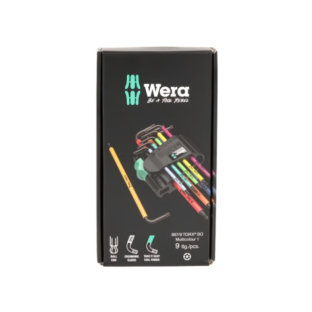 Wera 967/9 TX BO Multicolour 1 SB 防拆星型L型扳手 9支組 TX8～TX40