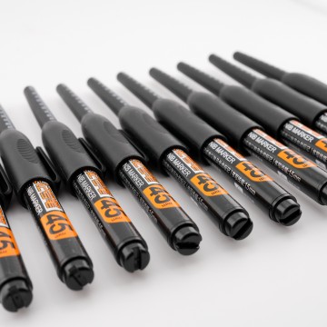 10入裝｜細長軸記號筆 1.5mm｜可穿孔打點記號｜45mm刻度｜工地用極細油性筆