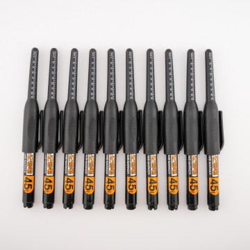 10入裝｜細長軸記號筆 1.5mm｜可穿孔打點記號｜45mm刻度｜工地用極細油性筆