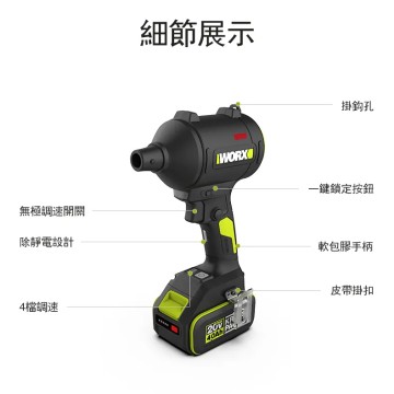 WORX 威克士 20V 鋰電無刷空氣除塵槍 (WU093)