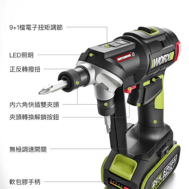 WORX 威克士 無刷鋰電雙頭電鑽 (WU177) WORX 威克士 無刷鋰電雙頭電鑽 (WU177)