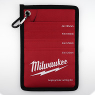 Milwaukee 美沃奇 4／5吋砂輪切割片收納袋｜105／125mm分層收納｜附登山扣