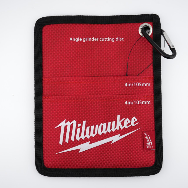 Milwaukee 美沃奇 4／5吋砂輪切割片收納袋｜105／125mm分層收納｜附登山扣