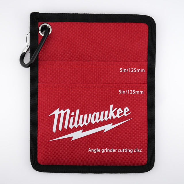 Milwaukee 美沃奇 4／5吋砂輪切割片收納袋｜105／125mm分層收納｜附登山扣