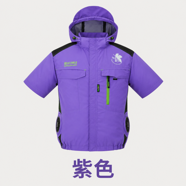 A.T.FIELD × COVELL 福音戰士聯名空調冷風服｜連帽短袖款｜紫色／紅色／黑色｜服裝單售
